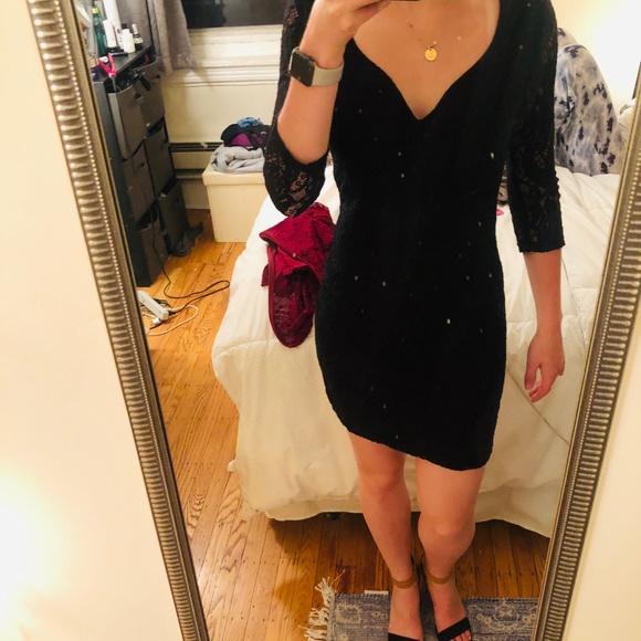 Lulu's | Black Lace Open-Back Dress - Picture 2 of 4